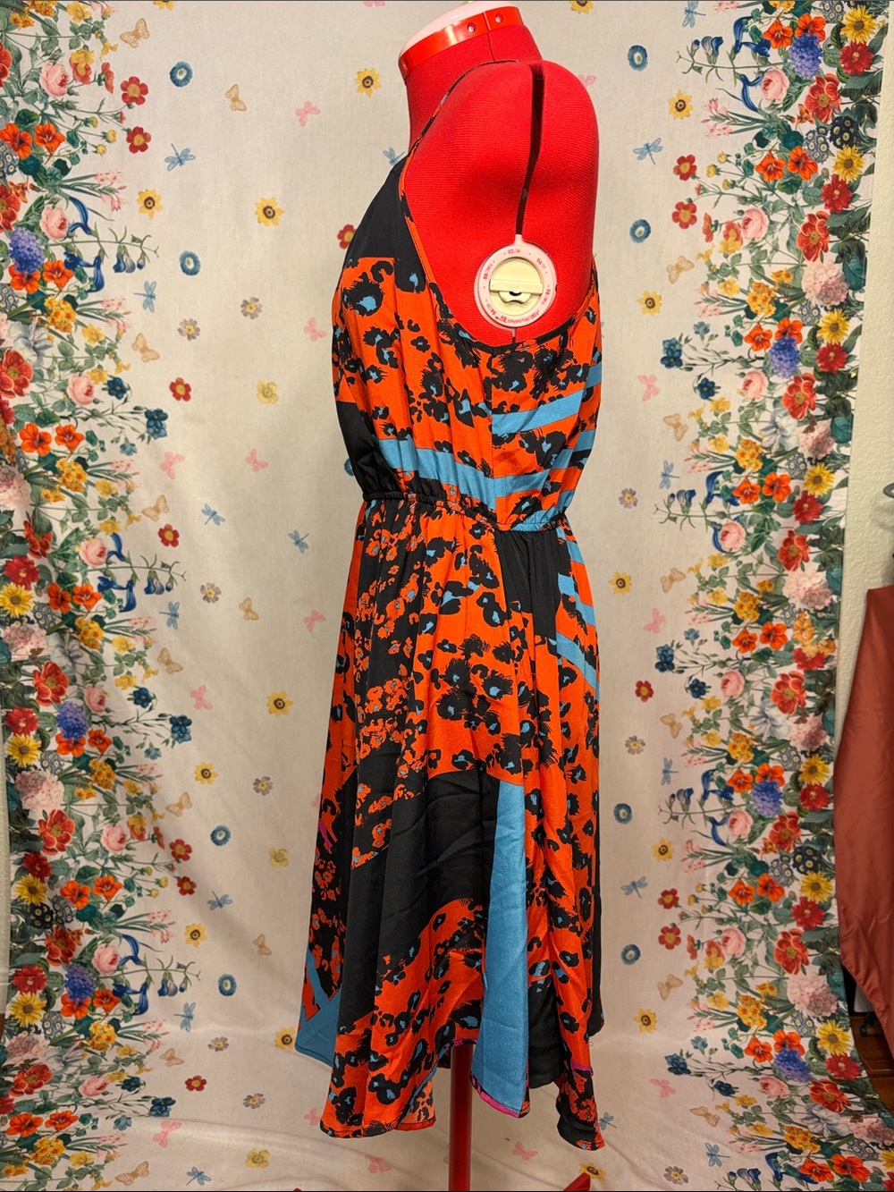 Romeo & Juliet Couture Orange, Black & Blue Floral Midi Dress - Picture 6 of 12